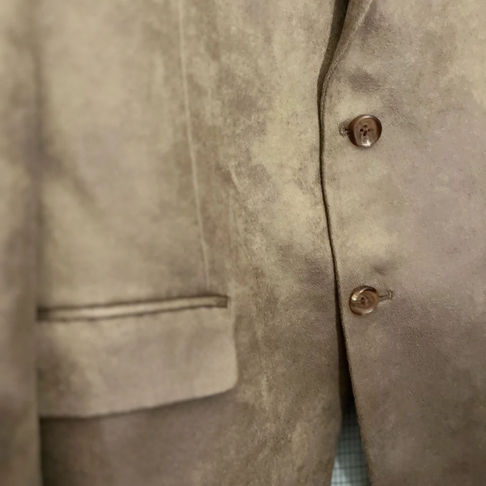 Lauren Ralph Lauren 38R Brown Faux Leather Check Lining Blazer Jacket Sport Coat